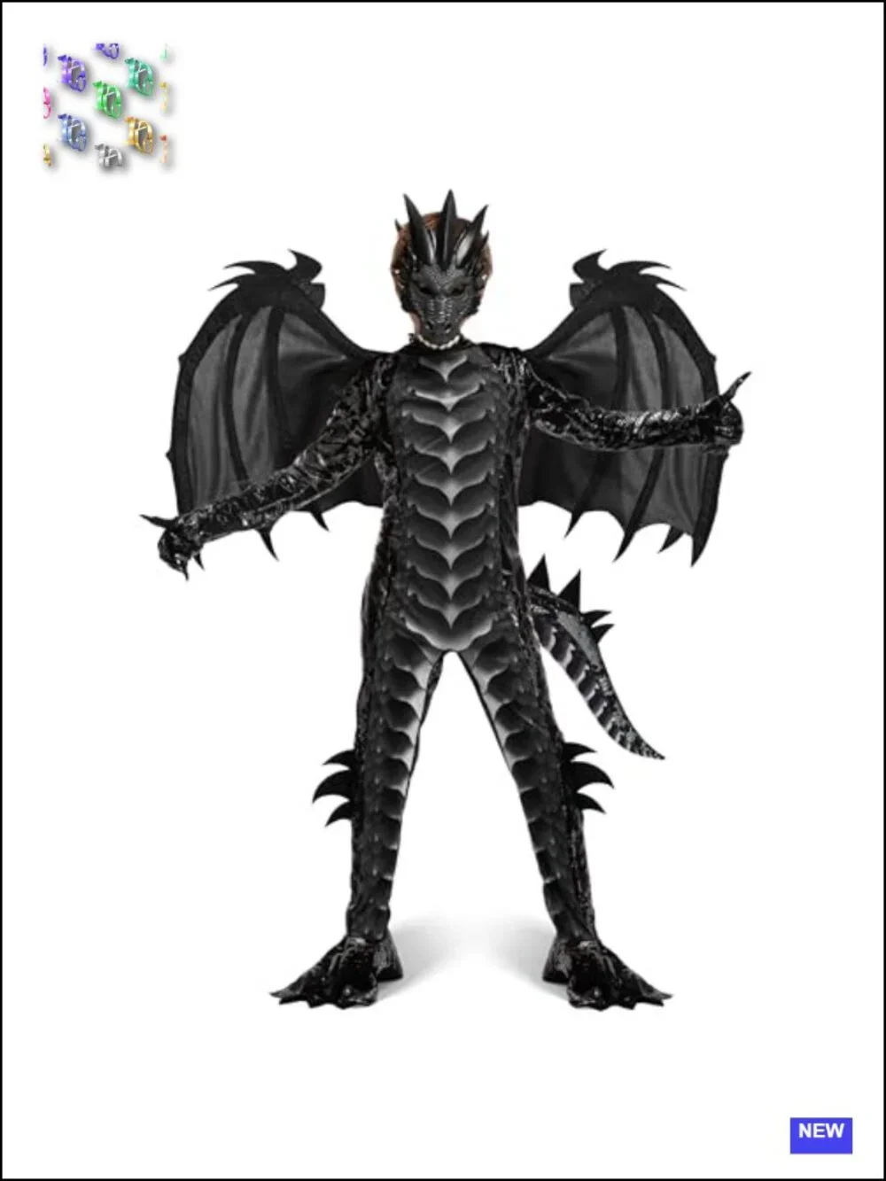 Kids Dragon Costume Set with Mask Wings Tail Gloves Halloween Dress Up